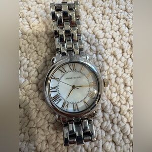 Anne Klein Two-Tone Roman Numeral Watch w/ Mother of Pearl Face